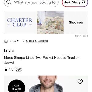 Levi's Men's Gray Sherpa-Lined Hooded Trucker Jacket